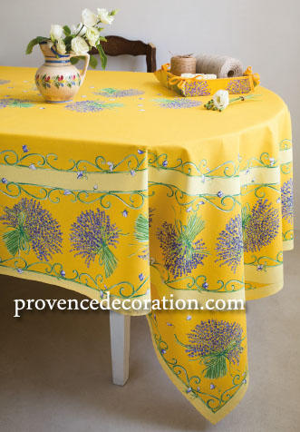 Tablecloth coated or cotton (Lavender. yellow)